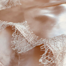 Load image into Gallery viewer, Juliette Mini Bed Shorts in Sunset Pink & White Lace