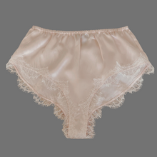 Load image into Gallery viewer, Juliette Mini Bed Shorts in Sunset Pink & White Lace