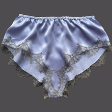 Load image into Gallery viewer, Juliette Mini Bed Shorts in Purple Rain & Grey Lace