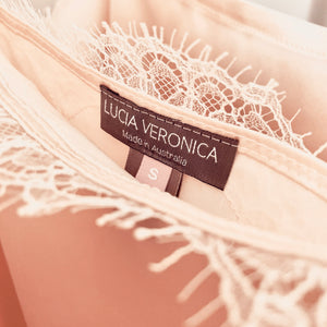 Estella Camisole in Sunset Pink & White Lace - Limited Release