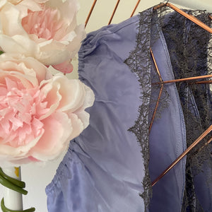 Juliette Mini Bed Shorts in Purple Rain & Grey Lace