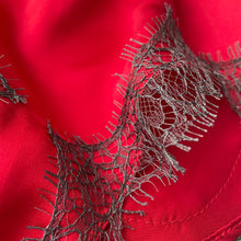 Load image into Gallery viewer, Juliette Mini Bed Shorts in Strawberry Sky Red &amp; Grey Lace
