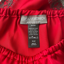 Load image into Gallery viewer, Juliette Mini Bed Shorts in Strawberry Sky Red &amp; Grey Lace
