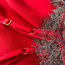 Load image into Gallery viewer, Estella Camisole in Strawberry Sky Red &amp; Grey Lace
