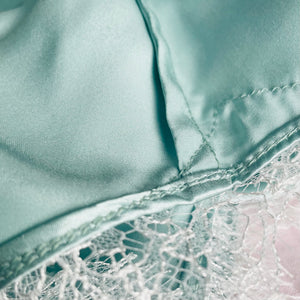 Juliette Mini Bed Shorts in Mint Sky & White