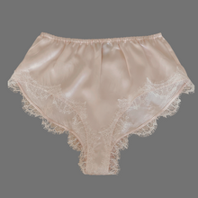 Load image into Gallery viewer, Juliette Mini Bed Shorts in Sunset Pink &amp; White Lace
